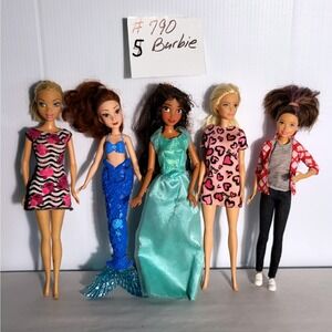 Lot of 5 Barbie Dolls Mermaid Princess Fashion Play Figures Toys Collection